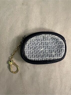 ✨ Fendi Vintage Zucca FF Monogram Coin Purse Keychain Zip Pouch